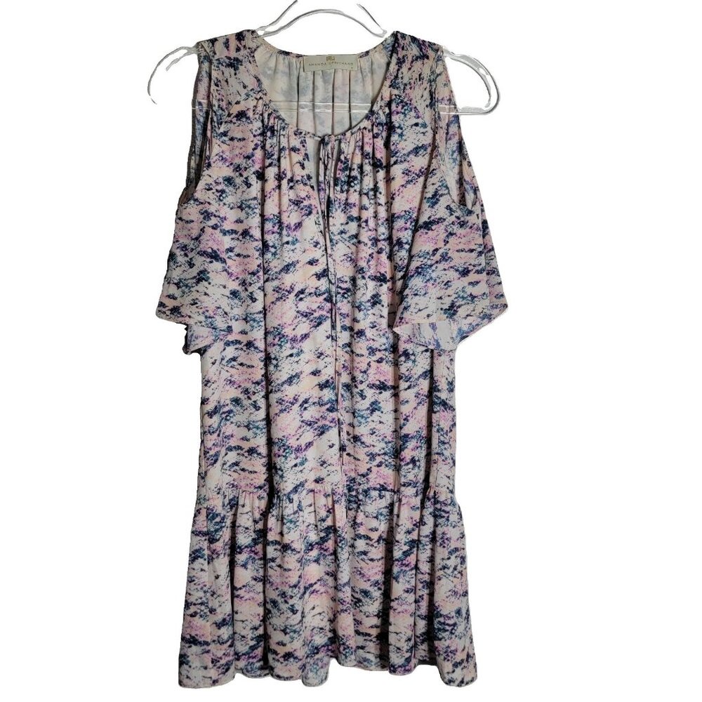 Amanda Uprichard Dress Size Medium Cold Shoulder Drop Waist Pullover Snake Print